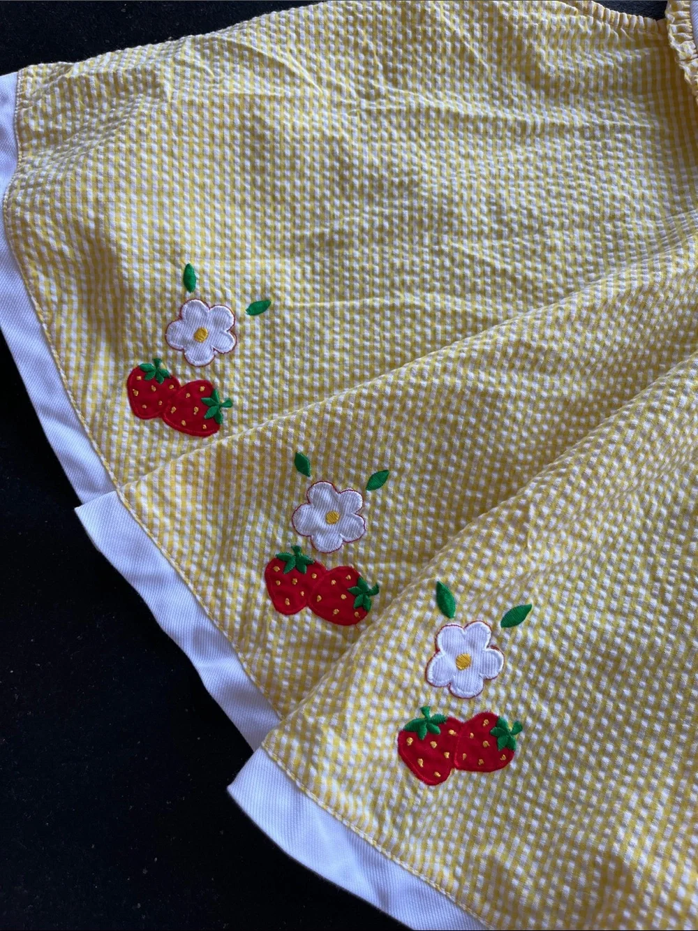 Yellow Strawberry Appliqué toddler Dress with White Collar
